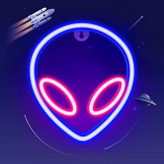 Neon Signs, Alien Neon Lights for Aesthetic Room Decor Light up Sign for Wall Decor Game Room Decor Cool Stuff for Teen Room Decor Led Sign for Man Cave Stuff, Trendy Home Decoration