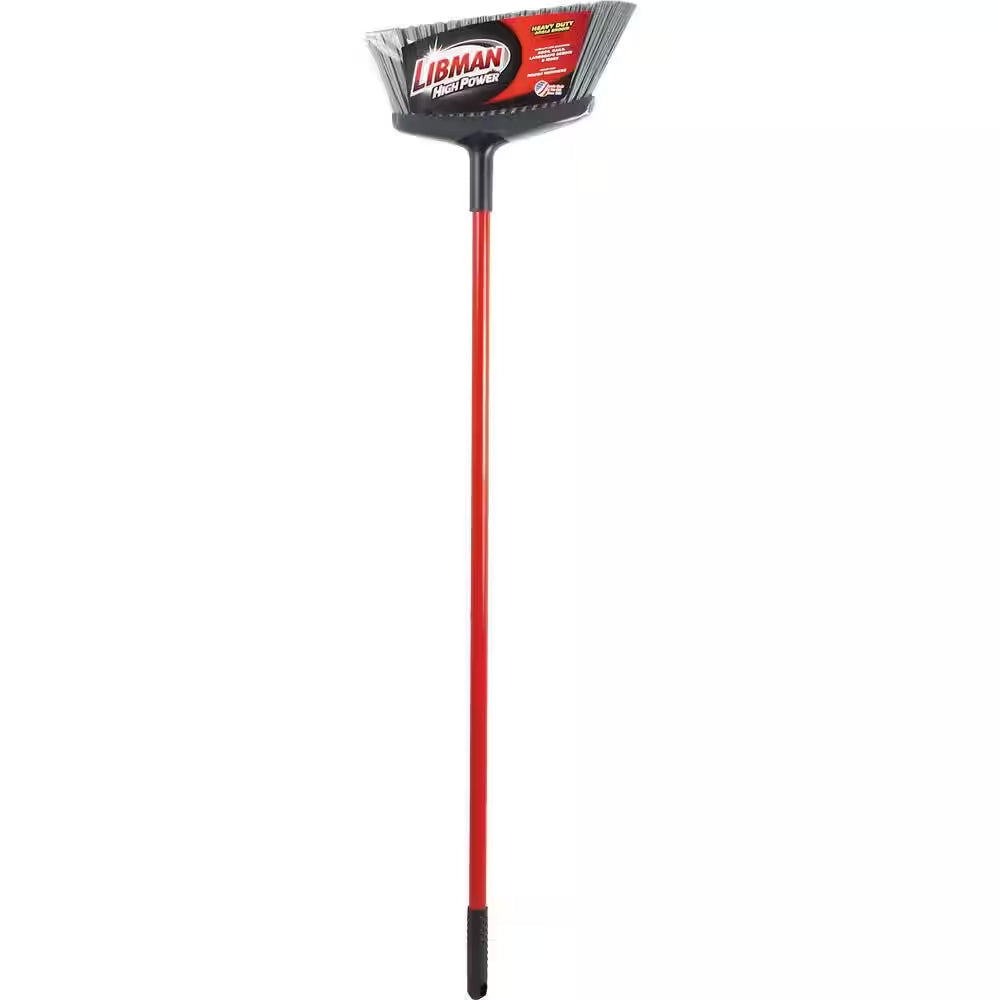 15 In. High Power Rough Surface Angle Broom with Steel Handle